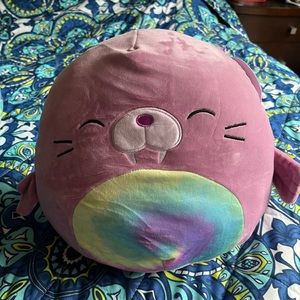 NWT Squishmallows Rou The Pink Walrus Tye Dye Rainbow 11"